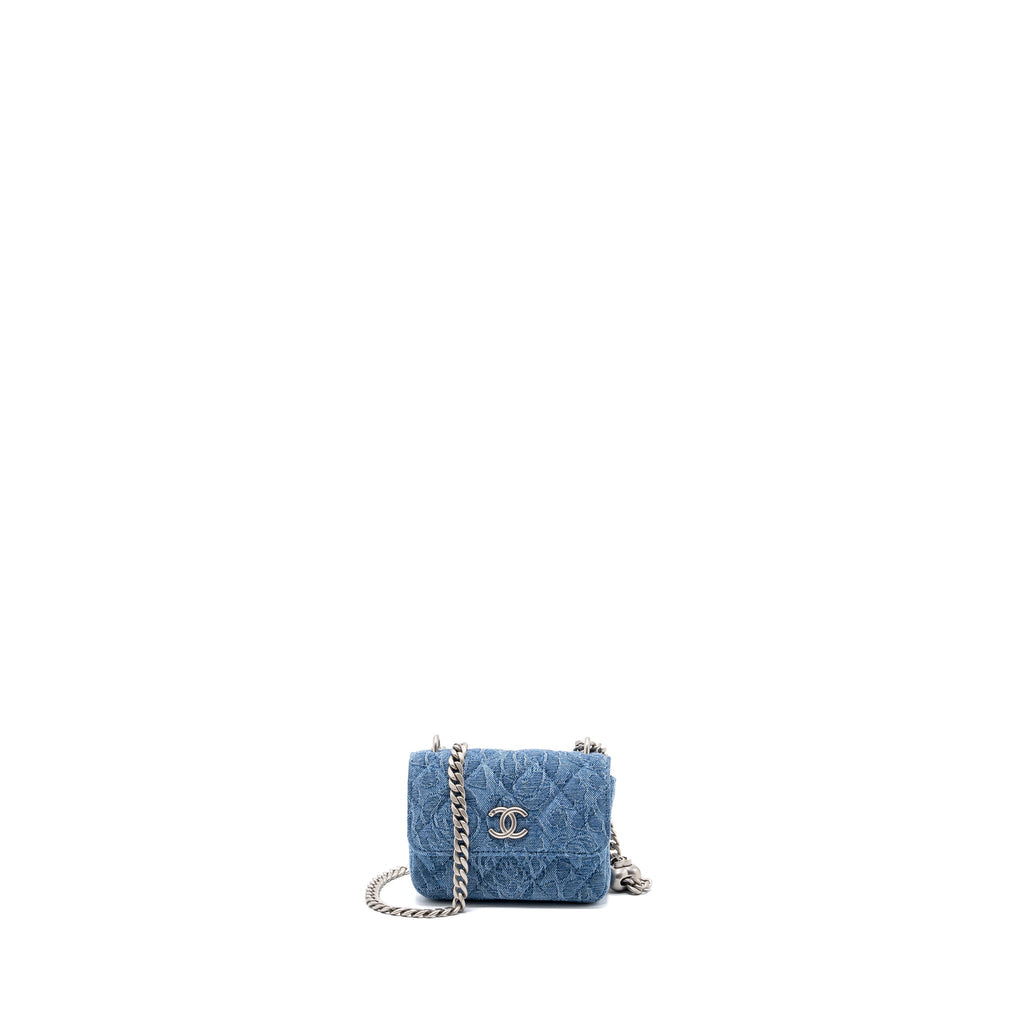 CHANEL COCO LOVE MINI CLUTCH WITH CHAIN DENIM BLUE SHW(MICROCHIP)