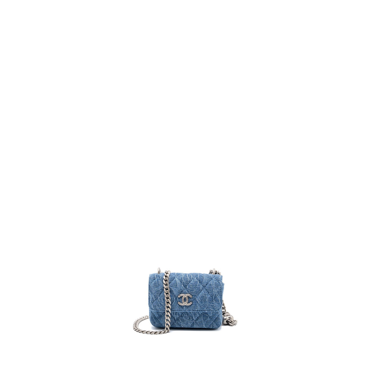 CHANEL COCO LOVE MINI CLUTCH WITH CHAIN DENIM BLUE SHW(MICROCHIP)
