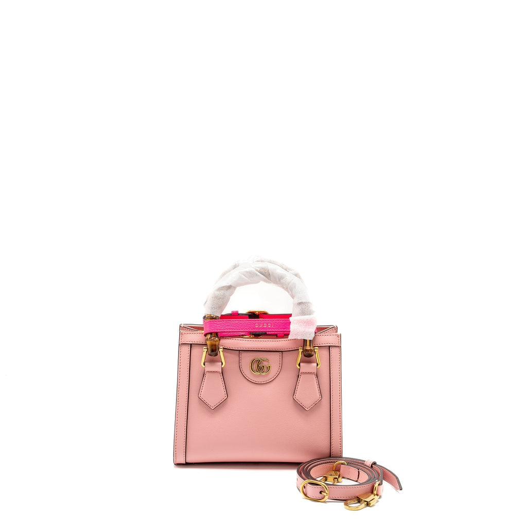 GUCCI MINI DIANA BAMBOO TOTE BAG LEATHER PINK GHW