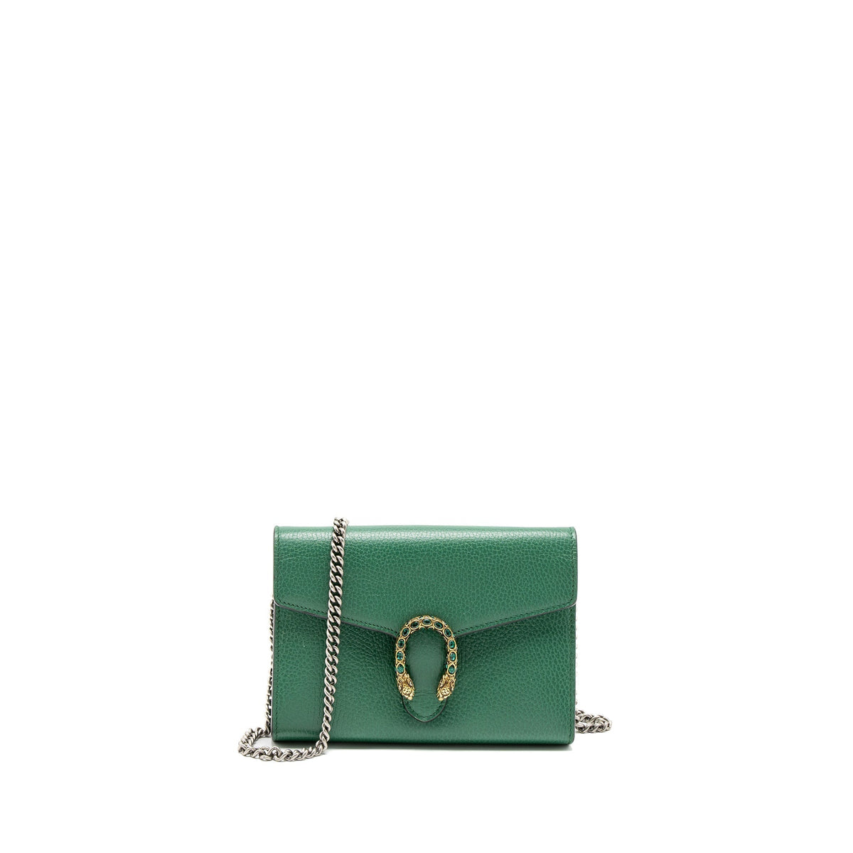 GUCCI DIONYSUS WALLET ON CHAIN CALFSKIN GREEN MULTICOLOUR HARDWARE