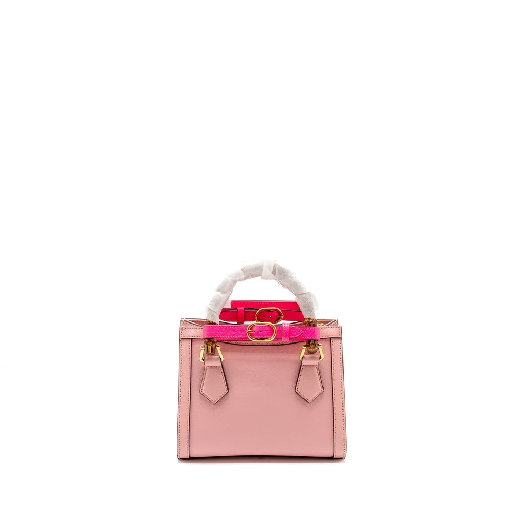 GUCCI MINI DIANA BAMBOO TOTE BAG LEATHER PINK GHW