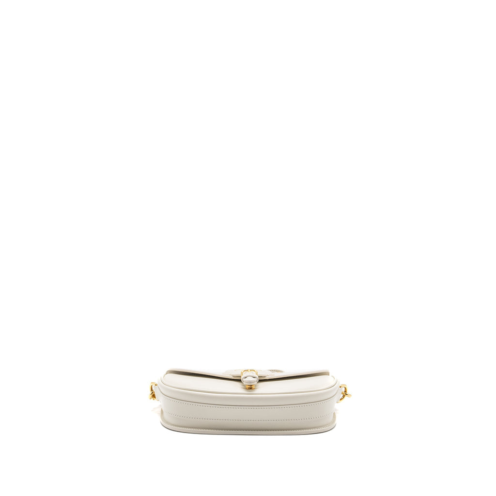 DIOR BOBBY EAST-WEST BAG BOX CALFSKIN WHITE GHW