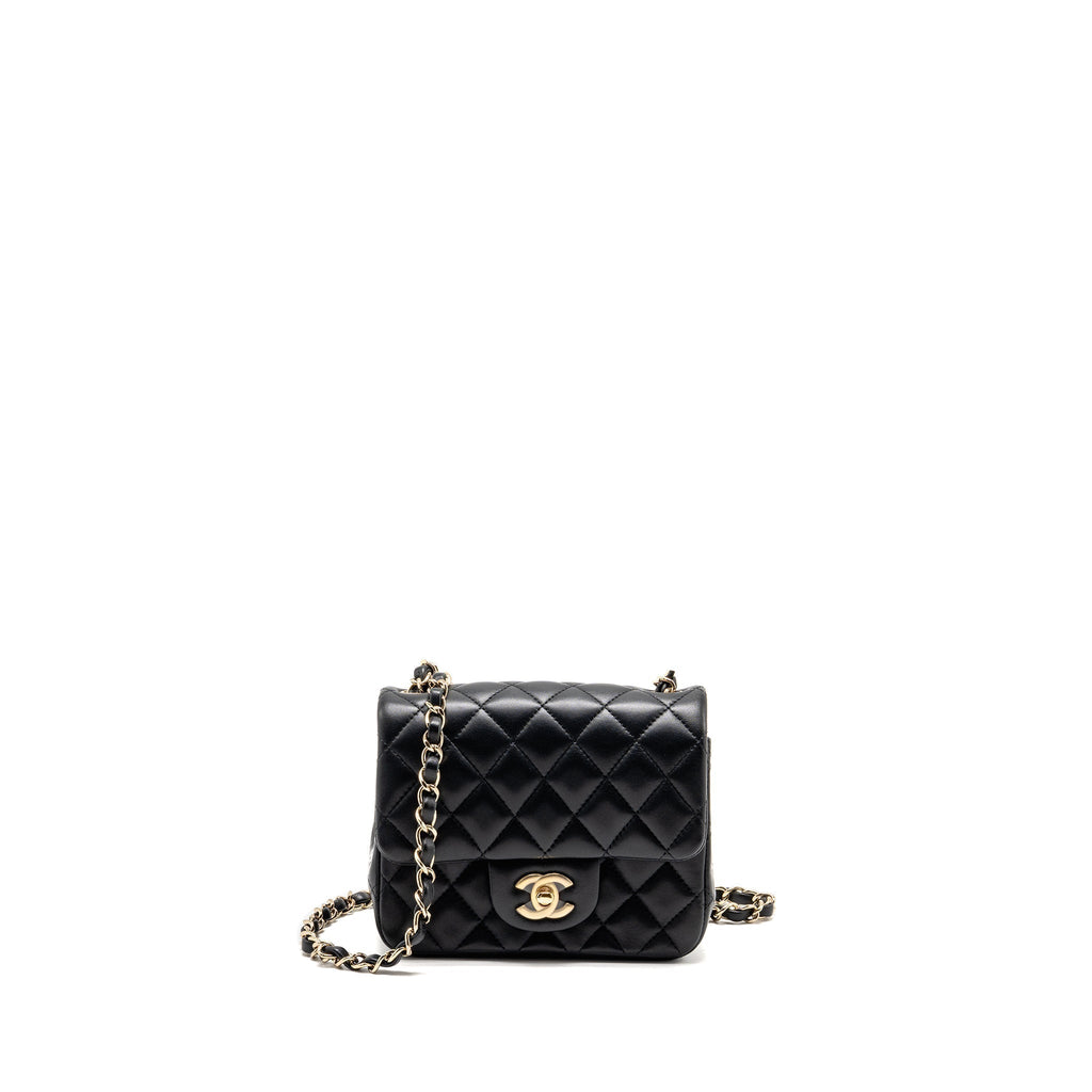 CHANEL MINI SQUARE FLAP BAG LAMBSKIN BLACK GHW