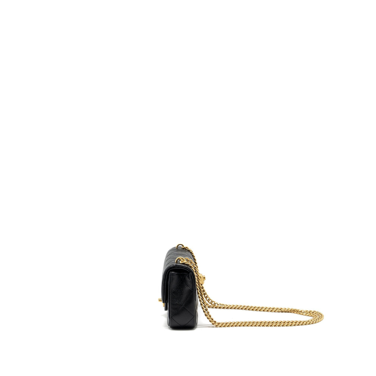 CHANEL 24P COCO LOVE MINI FLAP BAG ADJUSTABLE CHAIN CAVIAR BLACK GHW(MICROCHIP)