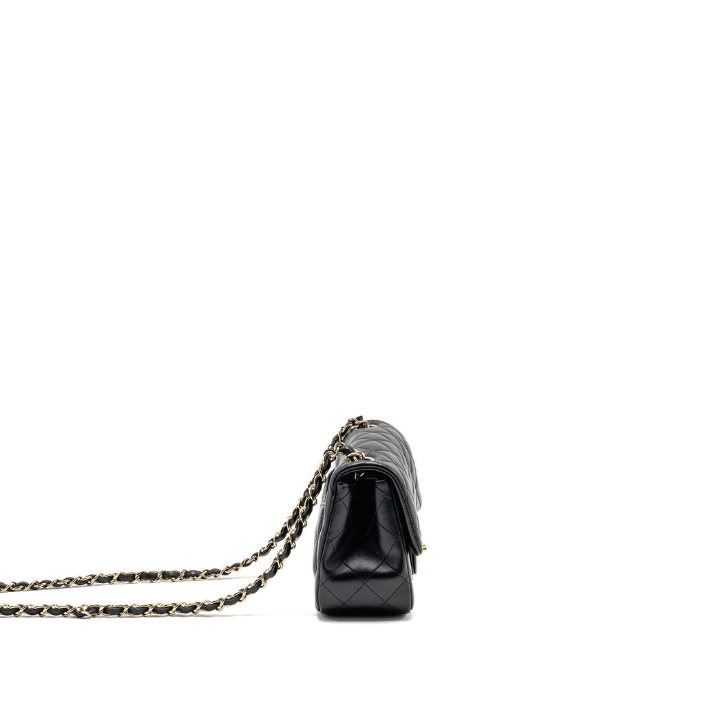 CHANEL MINI SQUARE FLAP BAG LAMBSKIN BLACK GHW
