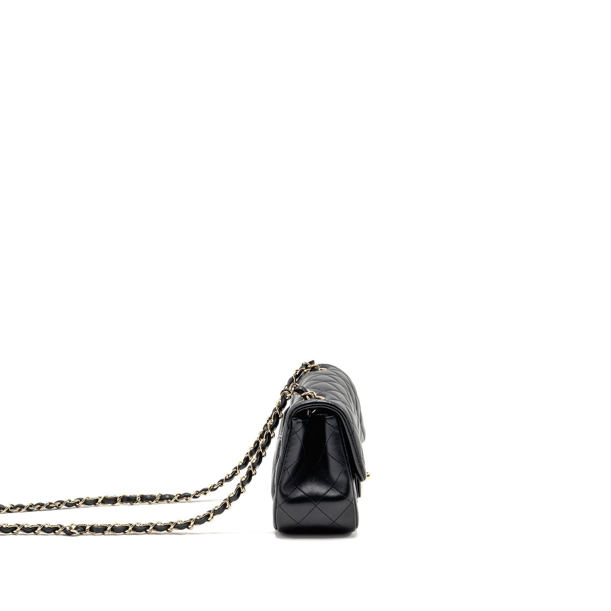 CHANEL MINI SQUARE FLAP BAG LAMBSKIN BLACK GHW