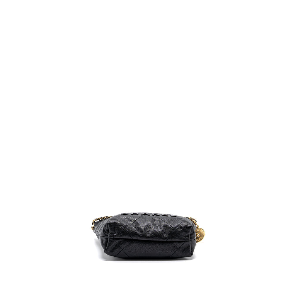 CHANEL MINI 22 BAG CAVIAR BLACK GHW (MICROCHIP)