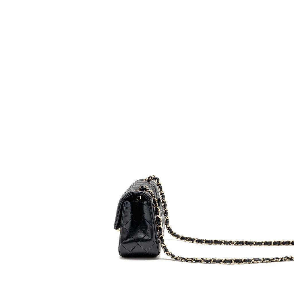 CHANEL MINI SQUARE FLAP BAG LAMBSKIN BLACK GHW