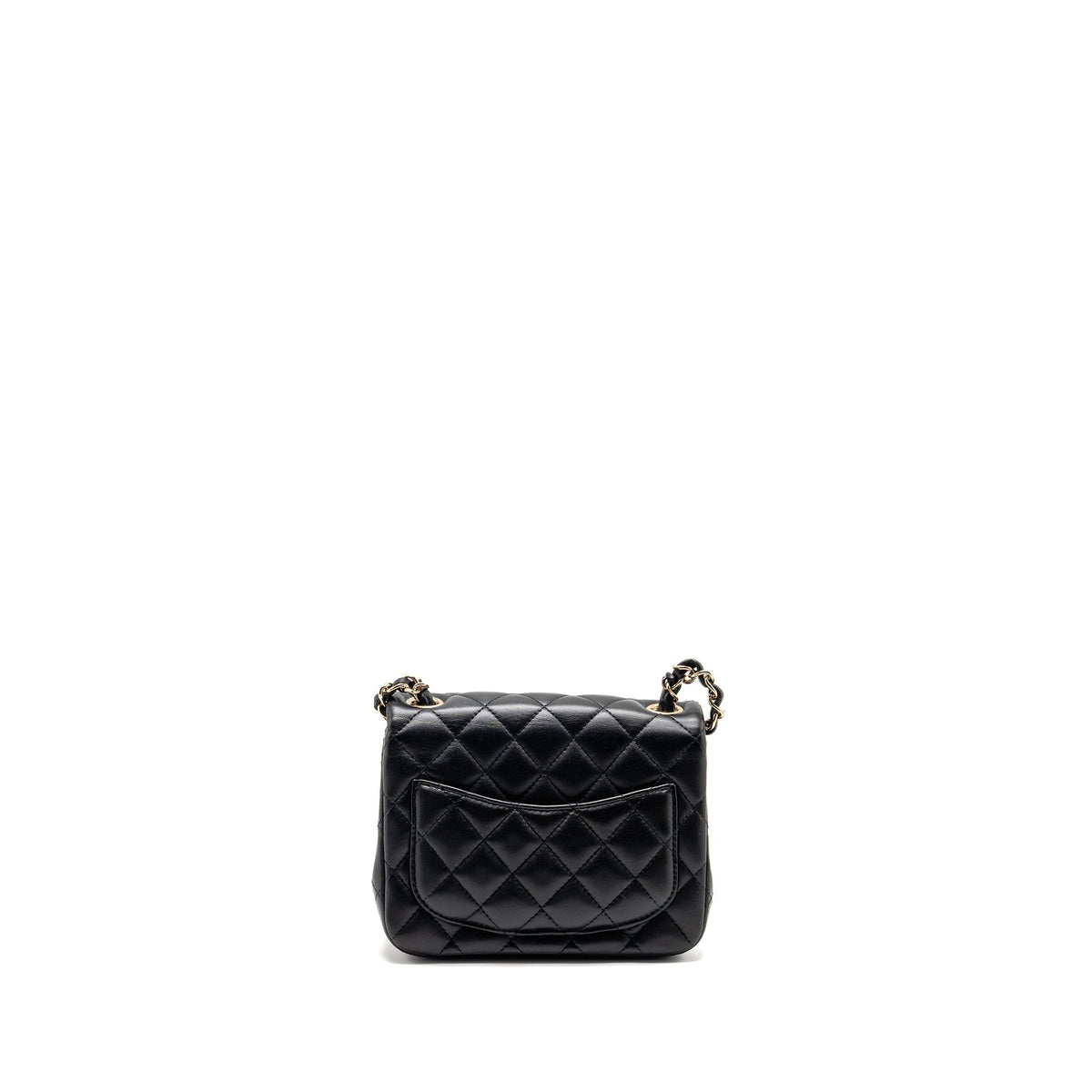 CHANEL MINI SQUARE FLAP BAG LAMBSKIN BLACK GHW