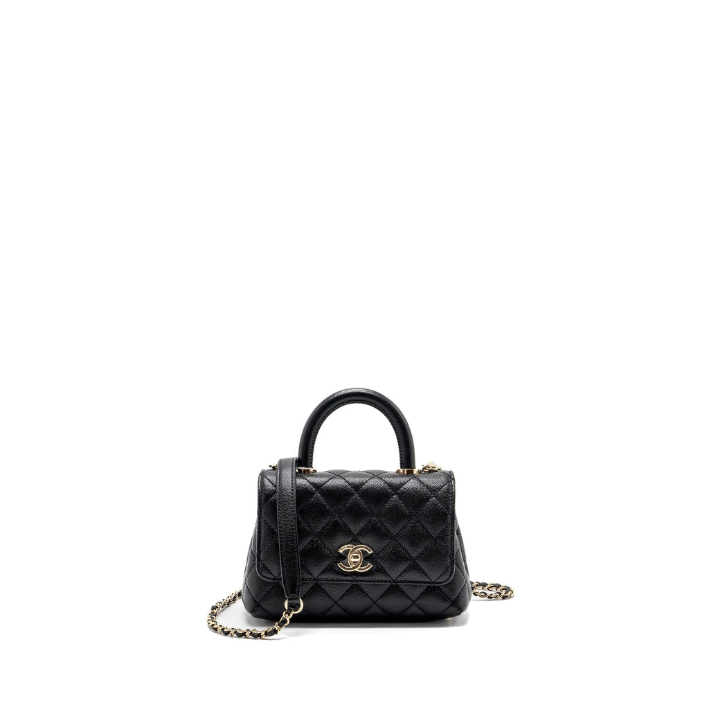 CHANEL COCO HANDLE EXTRA  MINI CAVIAR BLACK LGHW(MICROCHIP)