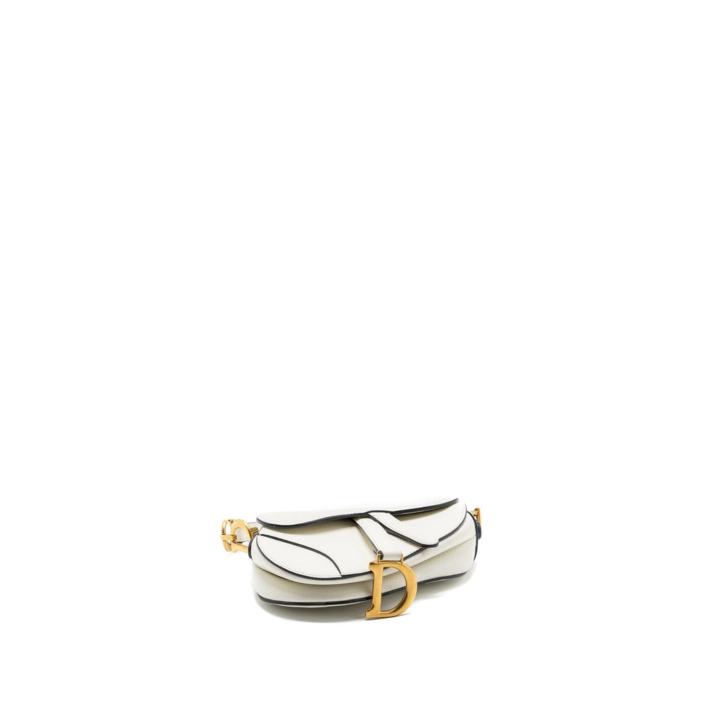 DIOR MINI SADDLE BAG CALFSKIN WHITE GHW