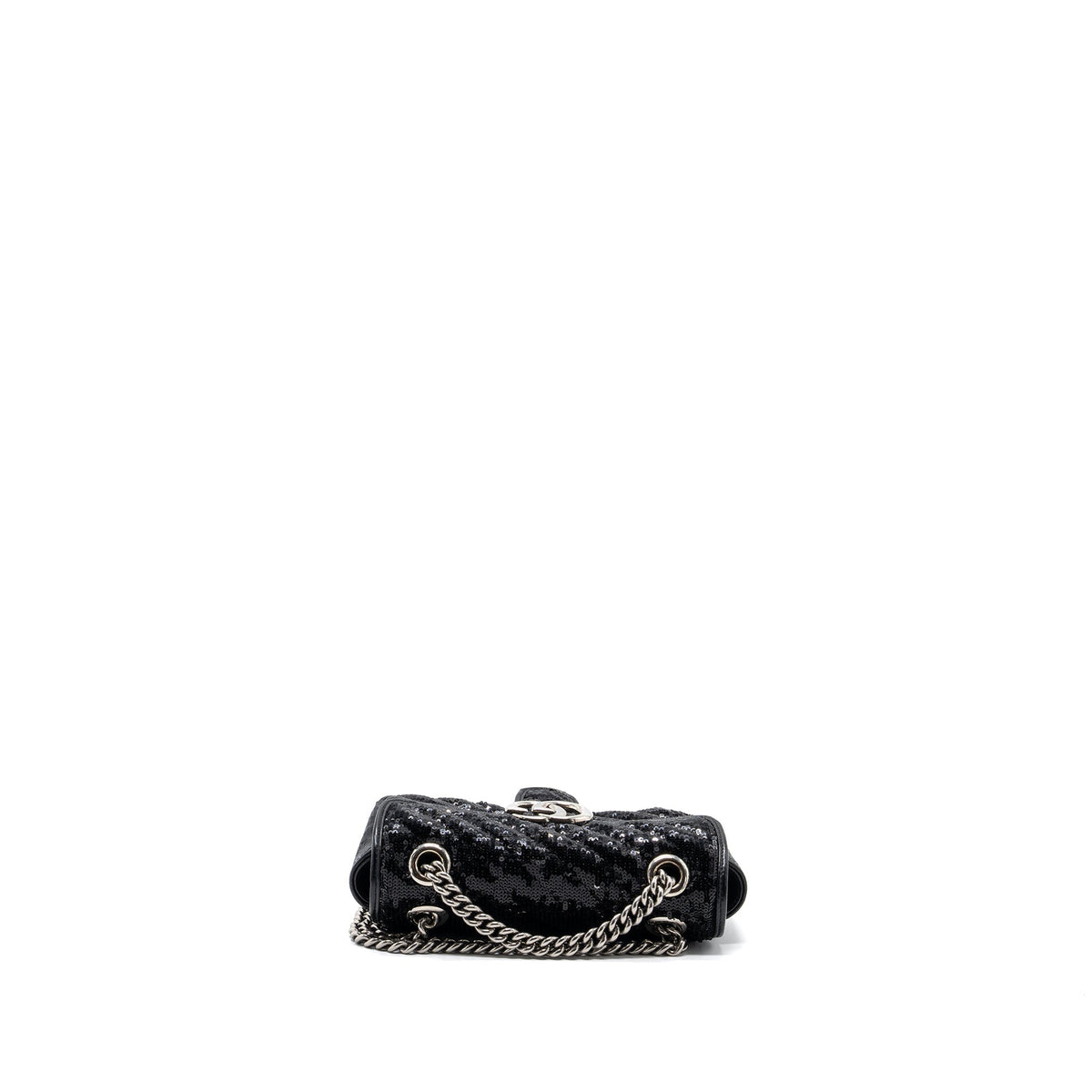 GUCCI MINI GG MARMONT MATELASSE BAG SEQUIN BLACK SHW