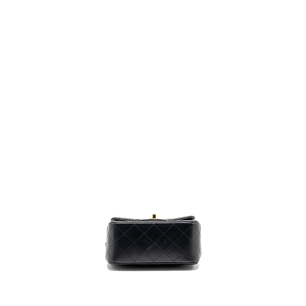 CHANEL MINI SQUARE FLAP BAG LAMBSKIN BLACK GHW