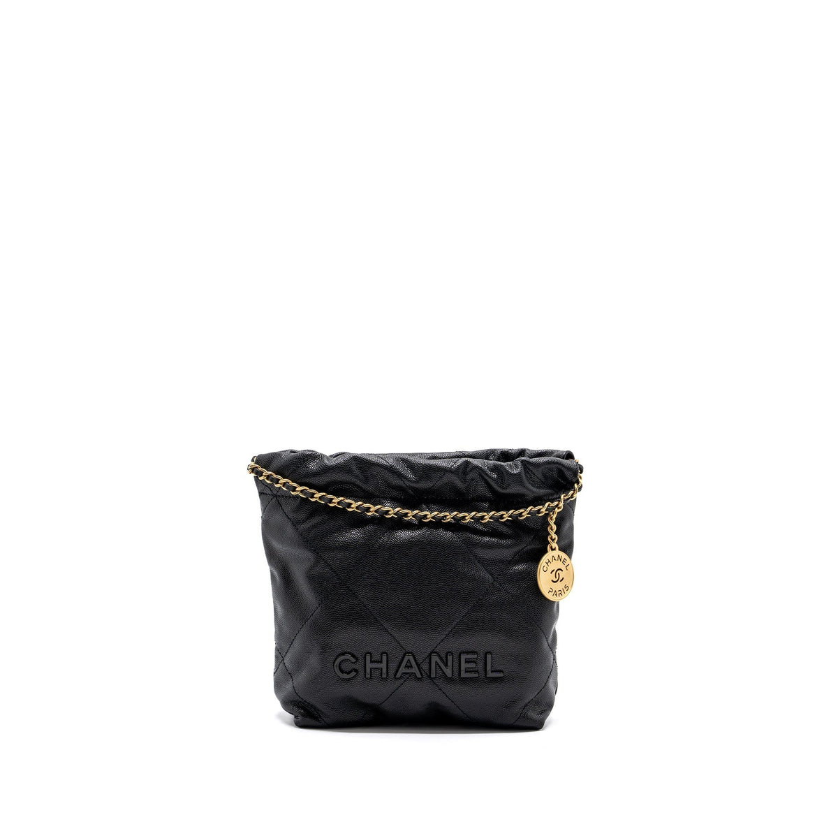 CHANEL MINI 22 BAG CAVIAR BLACK GHW (MICROCHIP)