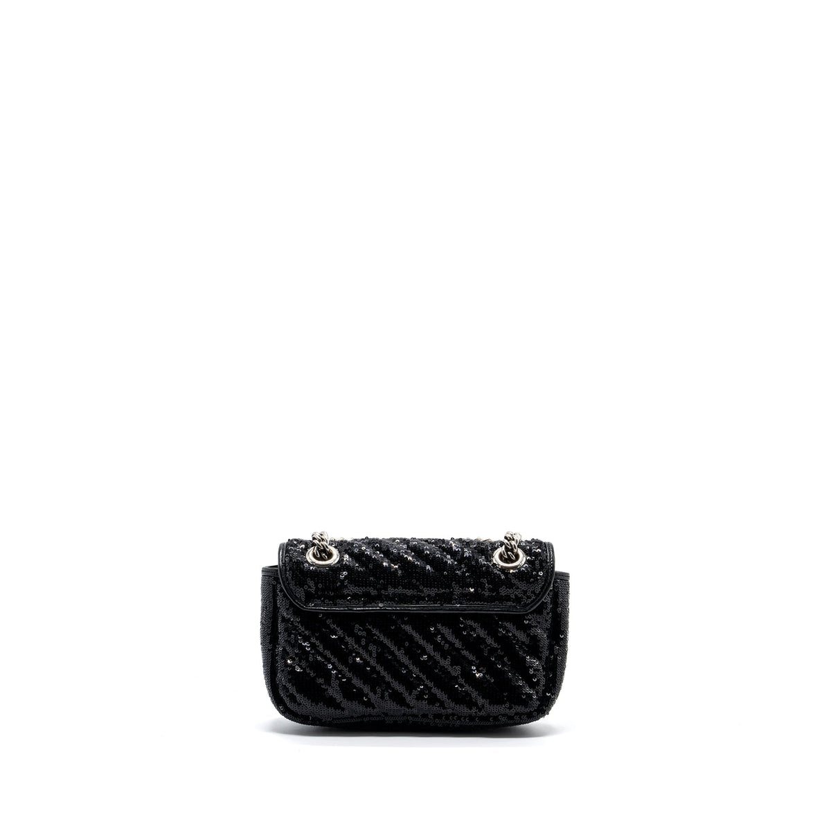 GUCCI MINI GG MARMONT MATELASSE BAG SEQUIN BLACK SHW