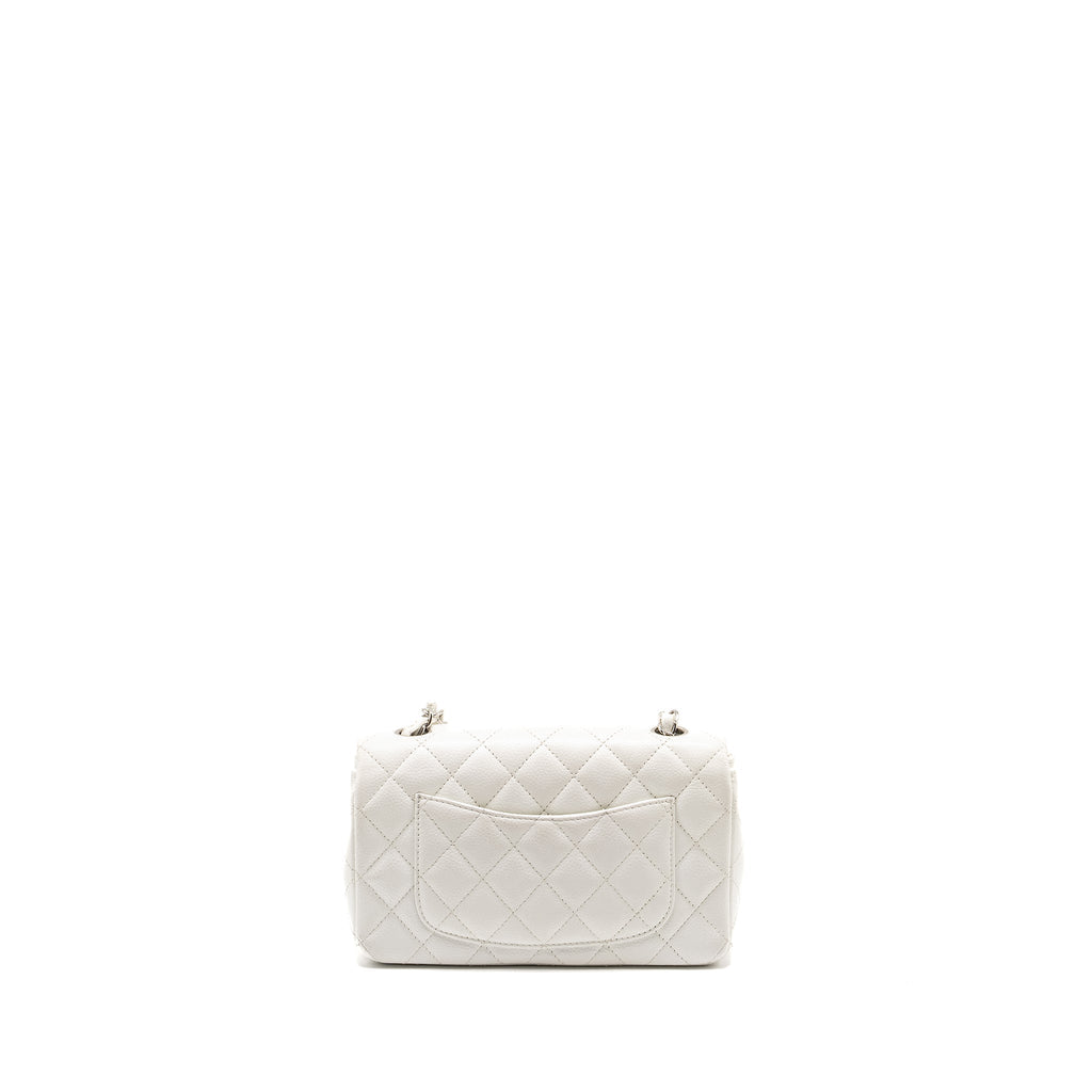 CHANEL MINI RECTANGULAR BAG FLAP BAG CAVIAR WHITE SHW