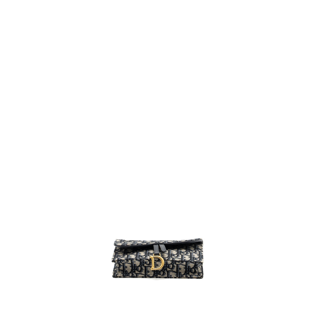 DIOR SADDLE BELT BAG BLUE OBLIQUE JACQUARD CANVAS GHW