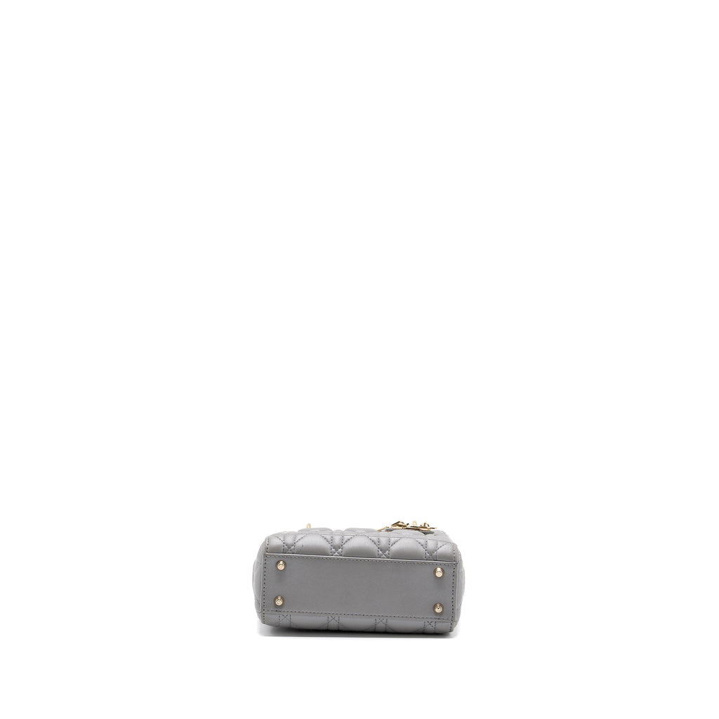 DIOR MINI LADY DIOR LAMBSKIN LIGHT GREY LGHW