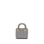DIOR MINI LADY DIOR LAMBSKIN LIGHT GREY LGHW