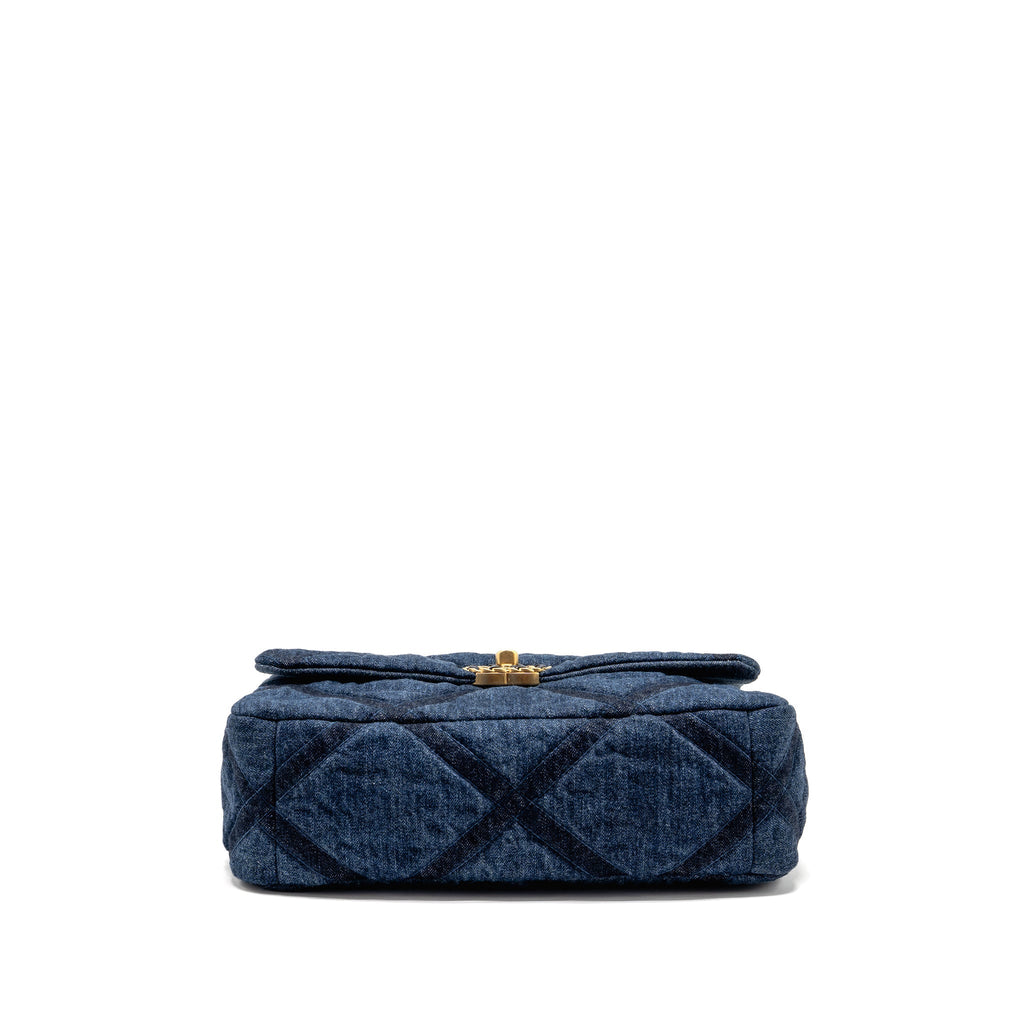 CHANEL LARGE 19 BAG DENIM DARK BLUE MULTICOLOR HARDWARE