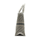 DIOR LARGE BOOK TOTE DIOR OBLIQUE EMBROIDERY ECRU/GREY