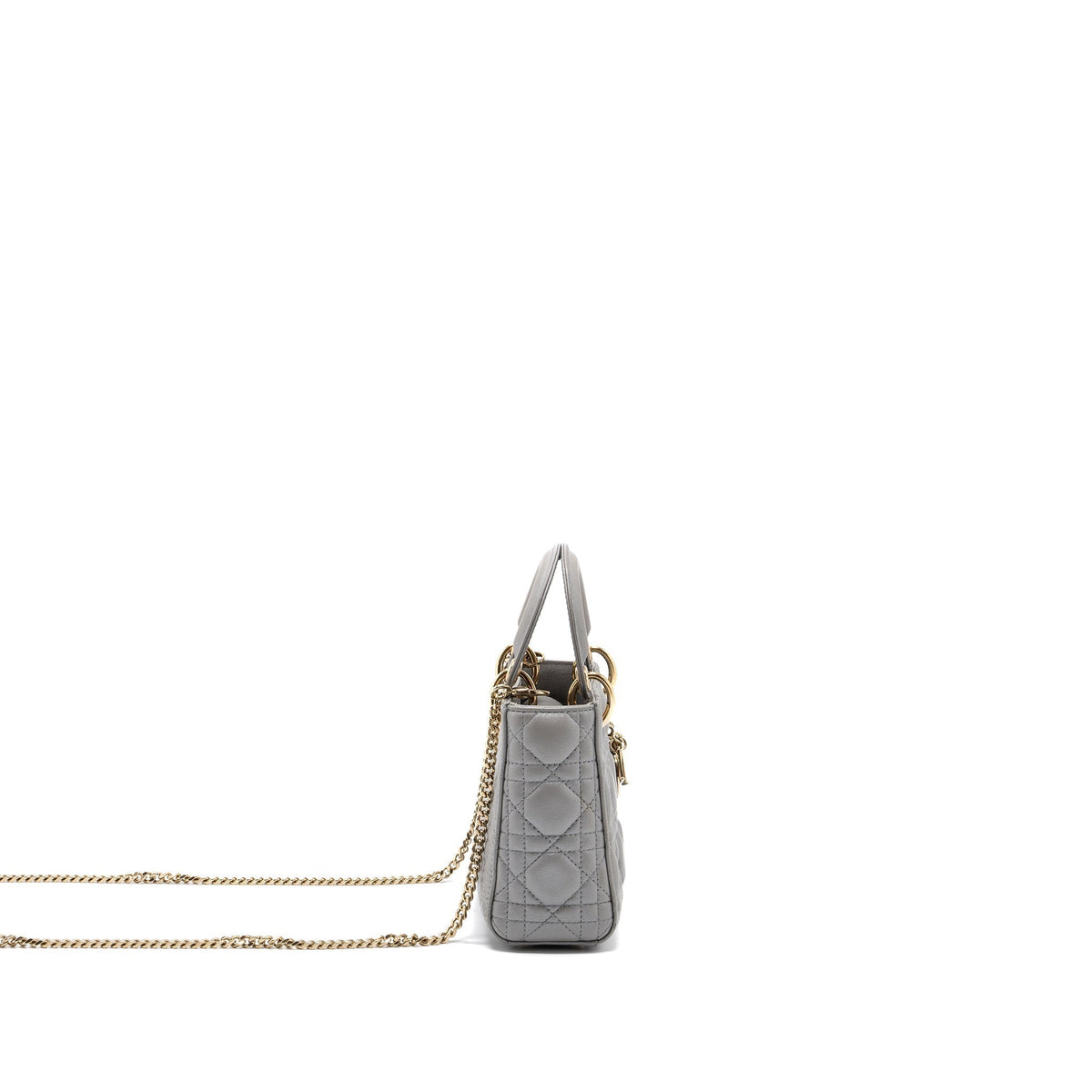DIOR MINI LADY DIOR LAMBSKIN LIGHT GREY LGHW