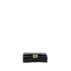 BALENCIAGA HOURGLASS WALLET ON CHAIN CROC EMBOSSED CALFSKIN BLACK GHW