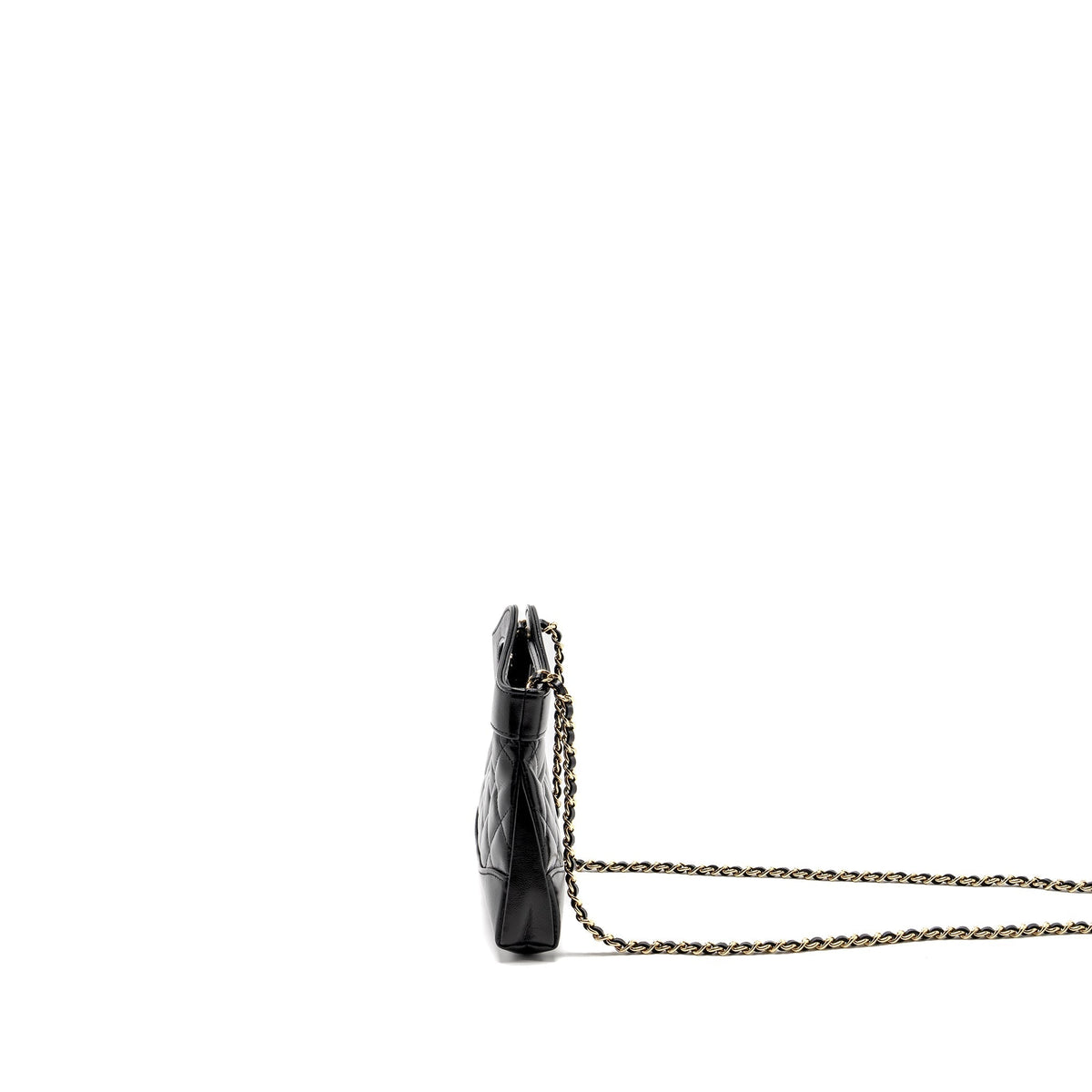 CHANEL MINI 31 CLUTCH WITH CHAIN SHINY CALFSKIN BLACK LGHW (MICROCHIP)