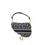 DIOR SADDLE BAG BLUE OBLIQUE EMBROIDERY GHW