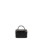 CHANEL TOP HANDLE LONG VANITY CASE LAMBSKIN BLACK GHW