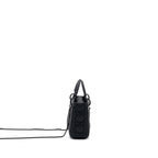 DIOR MINI LADY DIOR CANNAGE CALFSKIN BLACK WITH BLACK HARDWARE