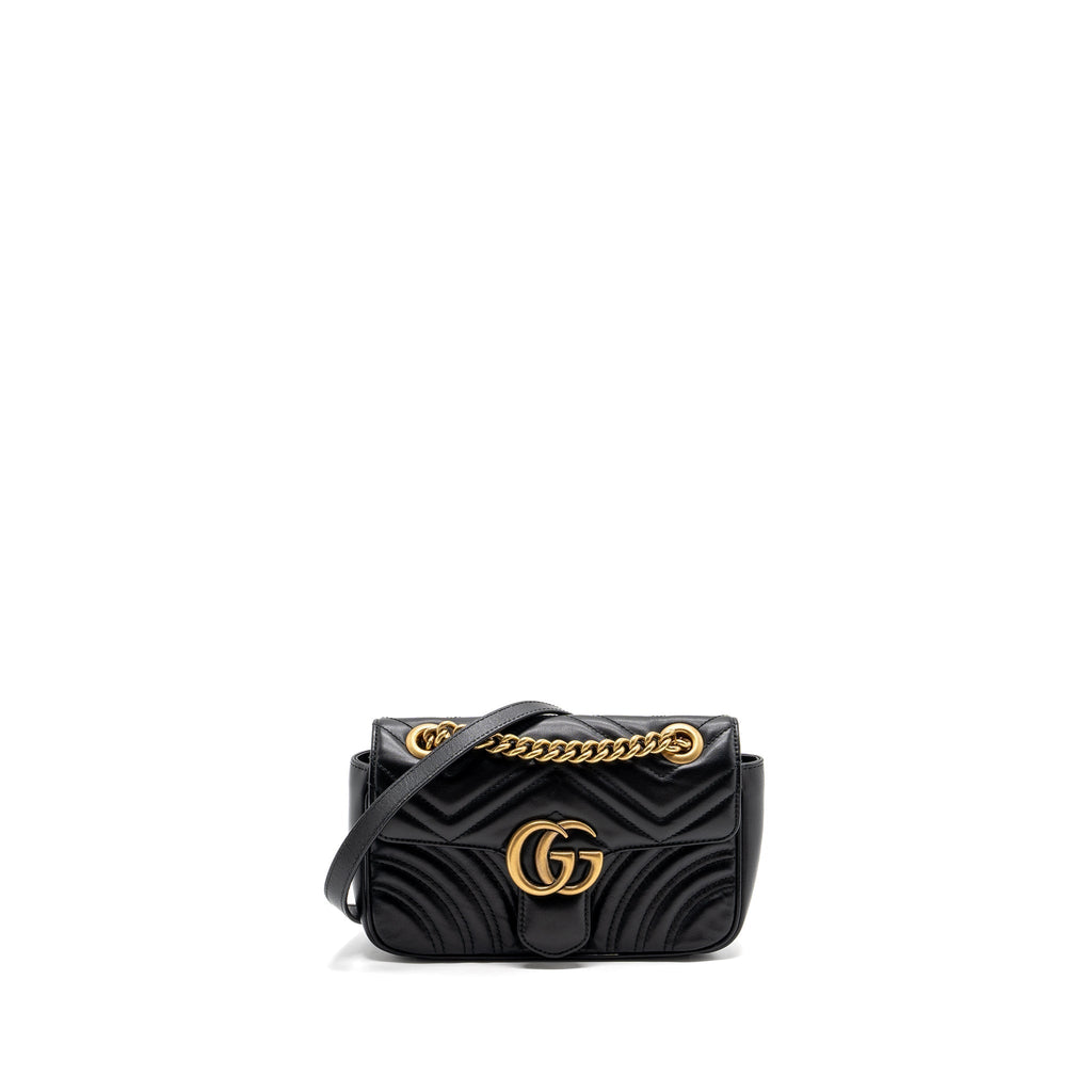 GUCCI MINI MARMONT BAG CALFSKIN BLACK GHW