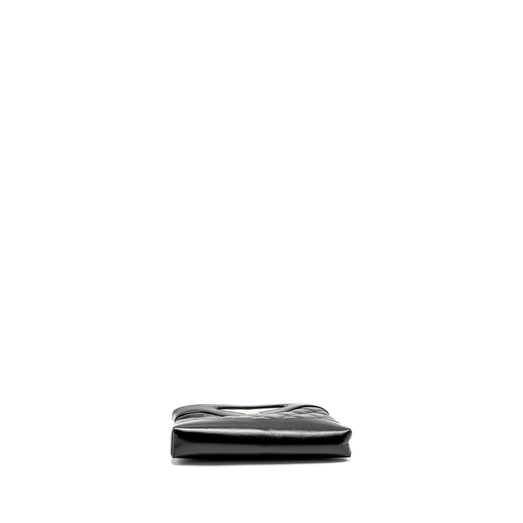 CHANEL MINI 31 CLUTCH WITH CHAIN SHINY CALFSKIN BLACK LGHW (MICROCHIP)