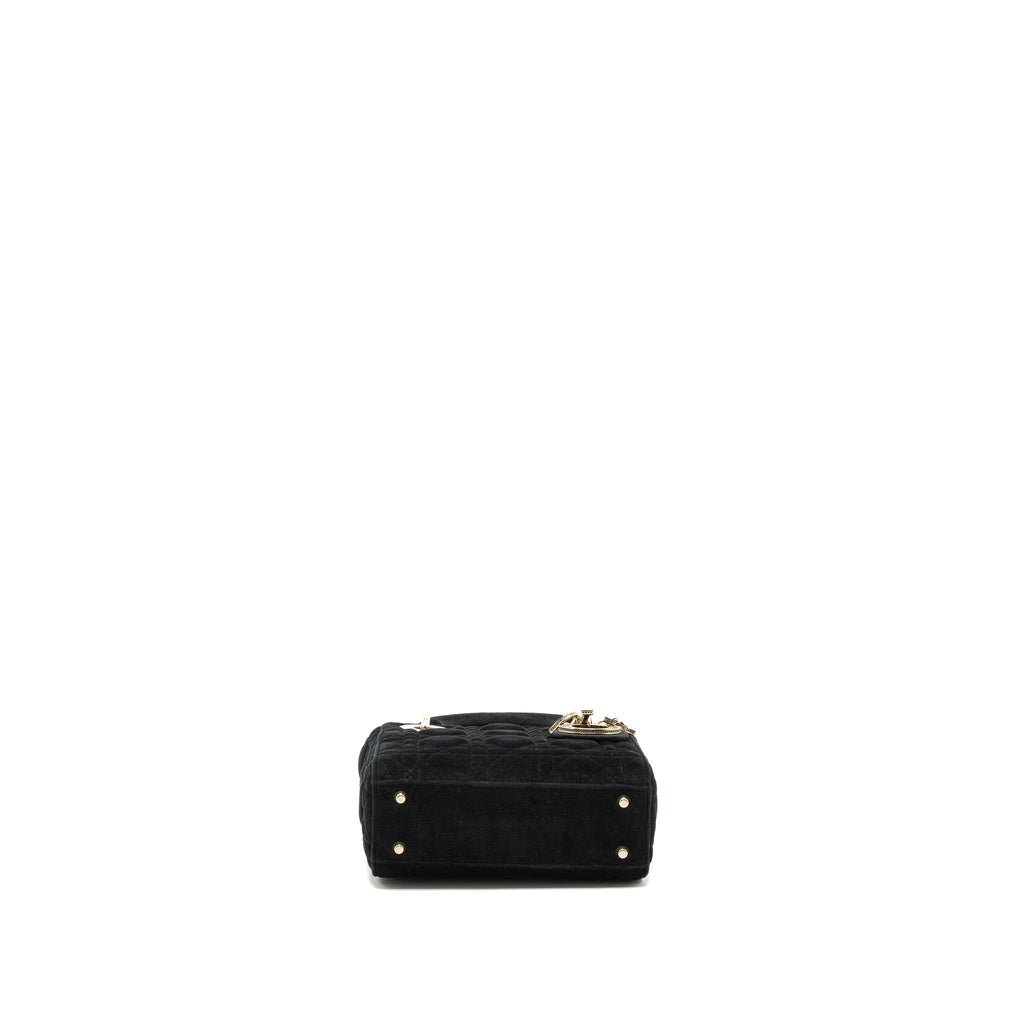 DIOR MINI LADY DIOR VELVET BLACK LGHW