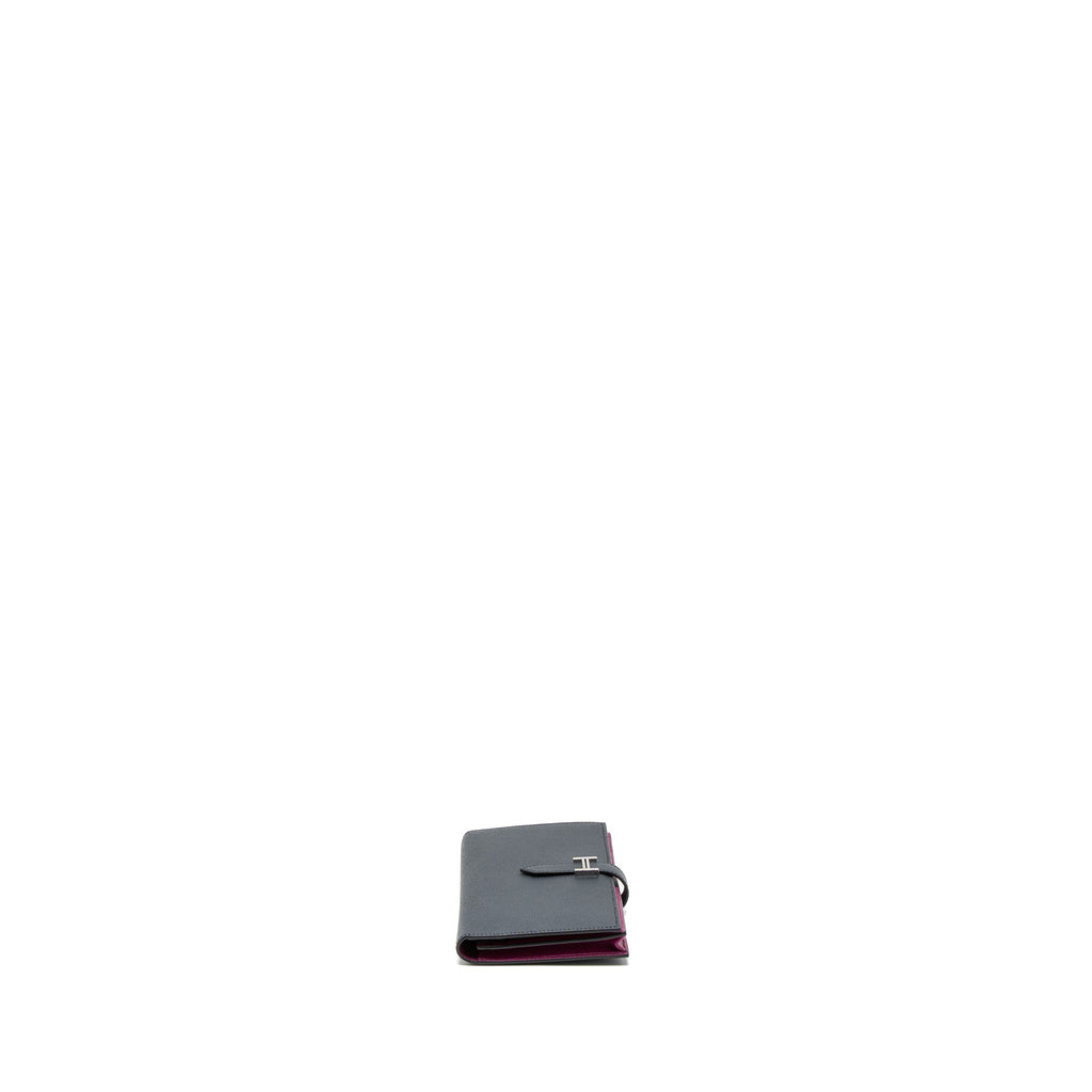 Hermes Bearn Long Wallet Epsom Blue Indigo/Rose Pourpre SHW