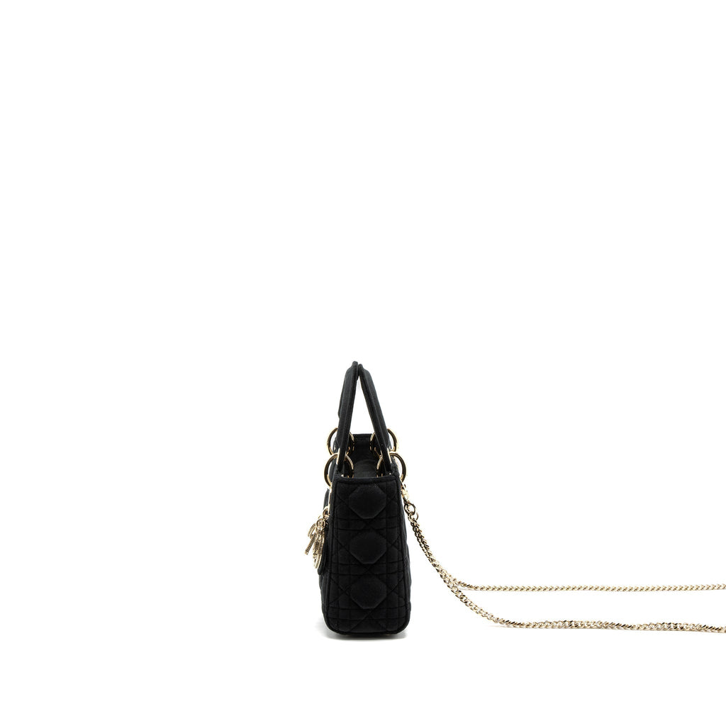 DIOR MINI LADY DIOR VELVET BLACK LGHW