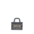 DIOR MINI BOOK TOTE BLUE OBLIQUE EMBROIDERY