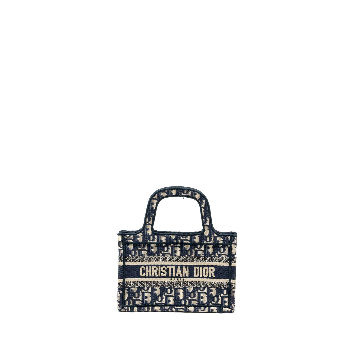 DIOR MINI BOOK TOTE BLUE OBLIQUE EMBROIDERY