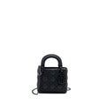 DIOR MINI LADY DIOR CANNAGE CALFSKIN BLACK WITH BLACK HARDWARE