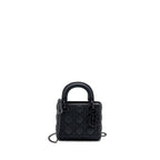 DIOR MINI LADY DIOR CANNAGE CALFSKIN BLACK WITH BLACK HARDWARE