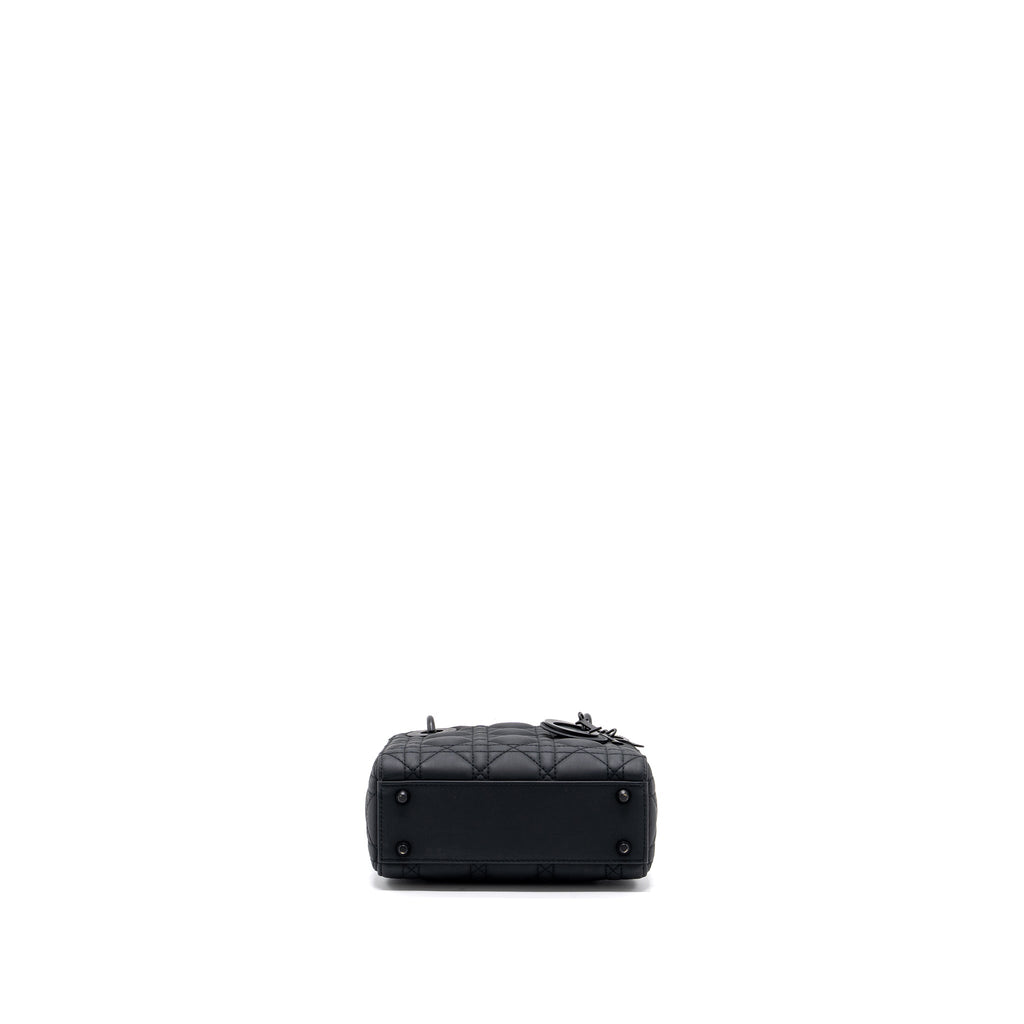 DIOR MINI LADY DIOR CANNAGE CALFSKIN BLACK WITH BLACK HARDWARE