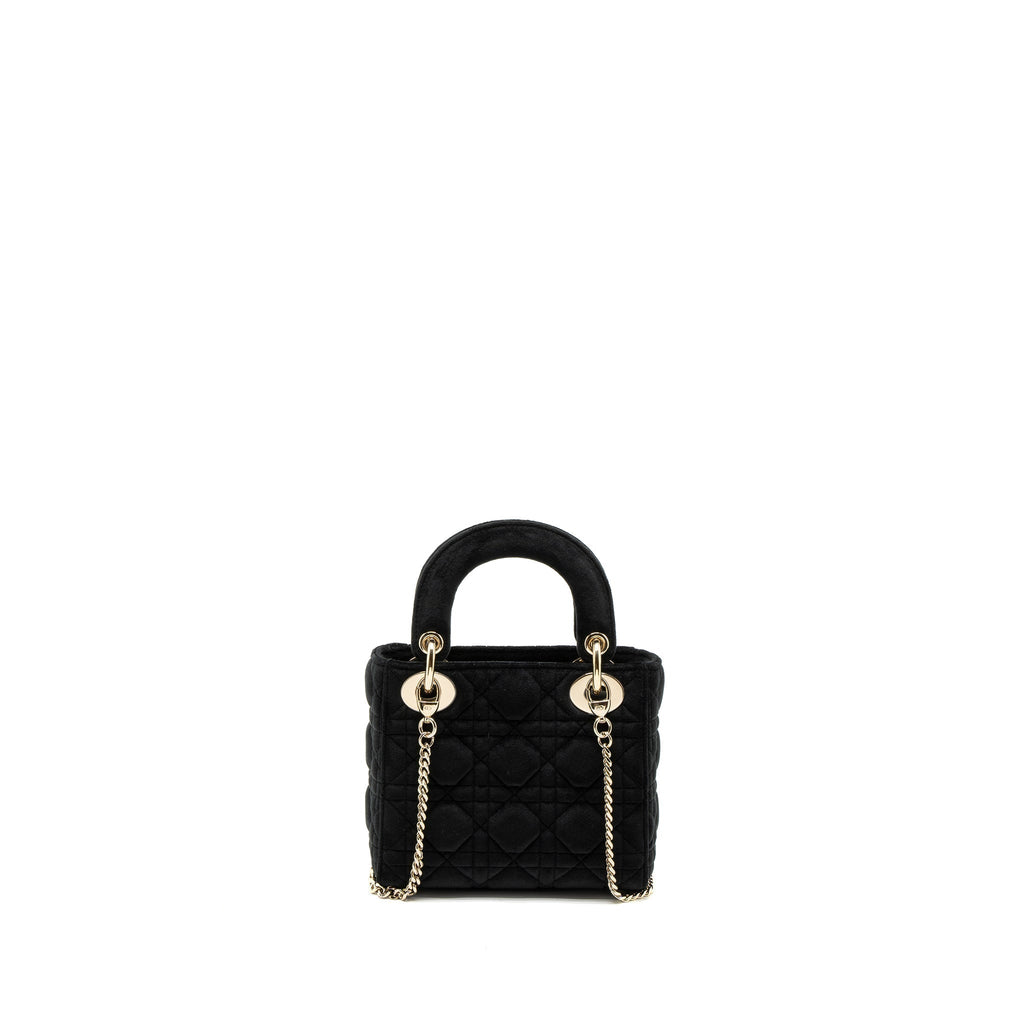 DIOR MINI LADY DIOR VELVET BLACK LGHW