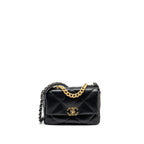 CHANEL SMALL 19 BAG LAMBSKIN BLACK MULTICOLOUR HARDWARE (MICROCHIP)