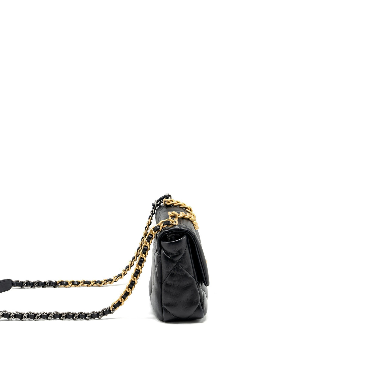 CHANEL SMALL 19 BAG LAMBSKIN BLACK MULTICOLOUR HARDWARE (MICROCHIP)