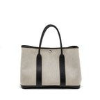 HERMES GARDEN PARTY 36 CANVAS/LEATHER BLACK/WHITE SHW
