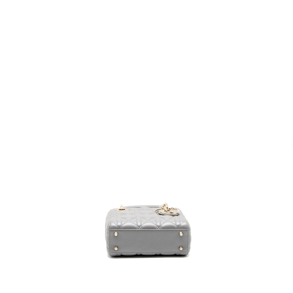 DIOR MINI LADY DIOR LAMBSKIN GREY LGHW