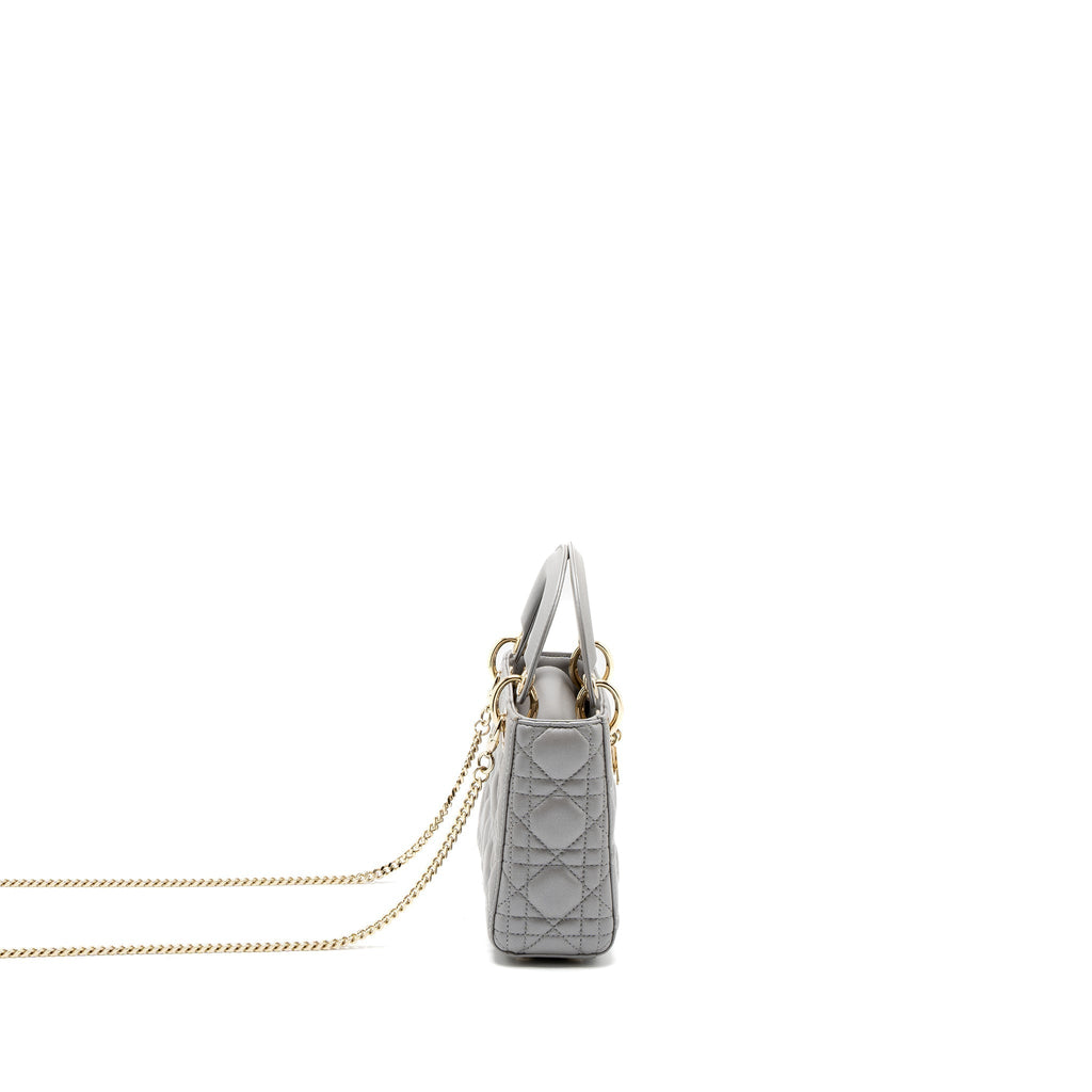 DIOR MINI LADY DIOR LAMBSKIN GREY LGHW