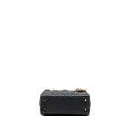 DIOR SMALL LADY DIOR BAG GRAINED CANNAGE CALFSKIN BLACK LGHW