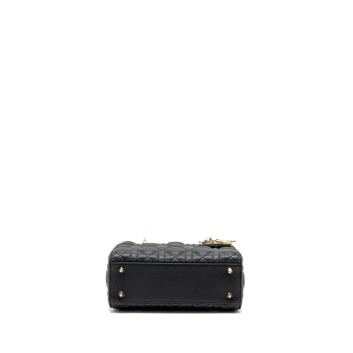 DIOR SMALL LADY DIOR BAG GRAINED CANNAGE CALFSKIN BLACK LGHW