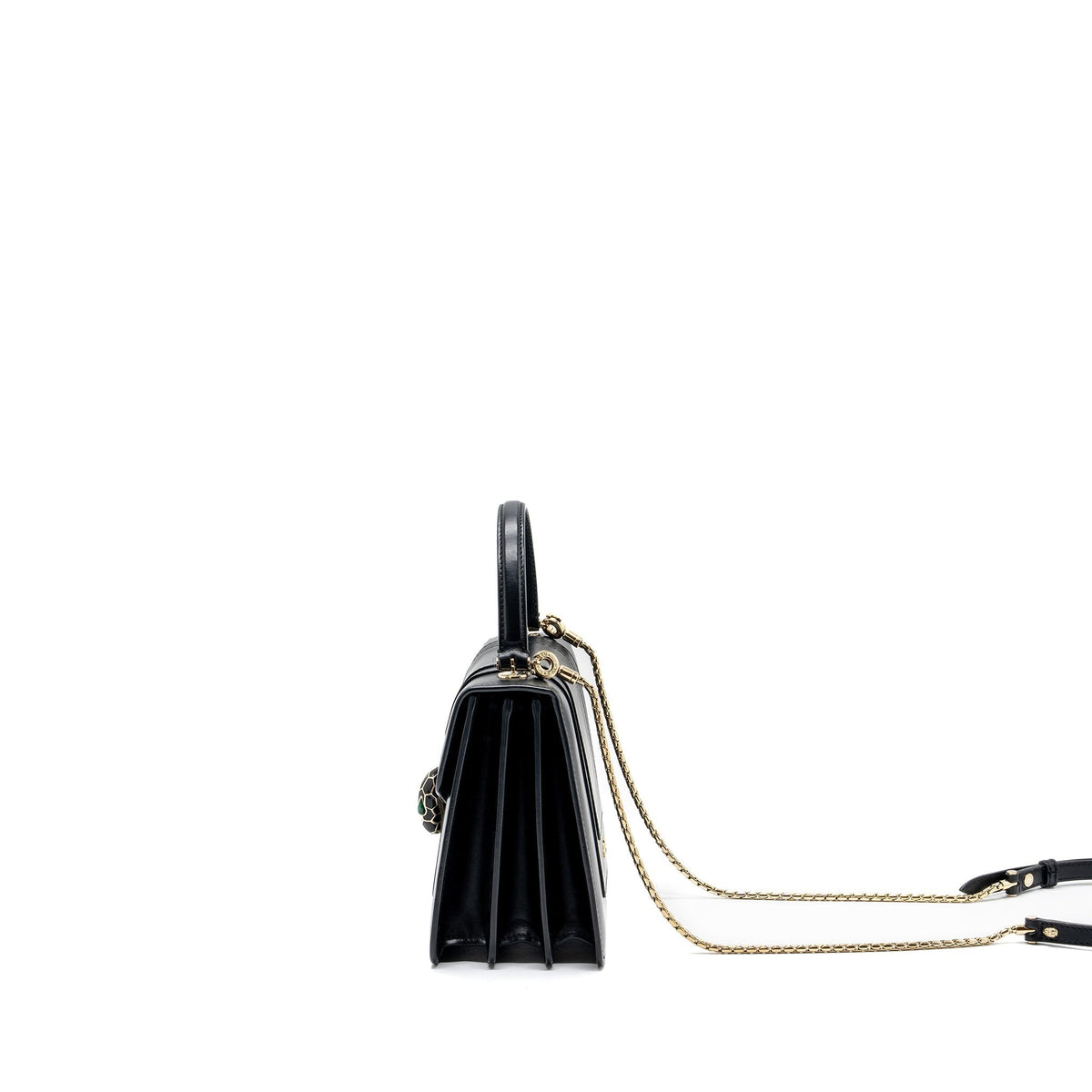 BVLGARI SERPENTI FOREVER TOP HANDLE CROSSBODY BAG LEATHER BLACK LGHW